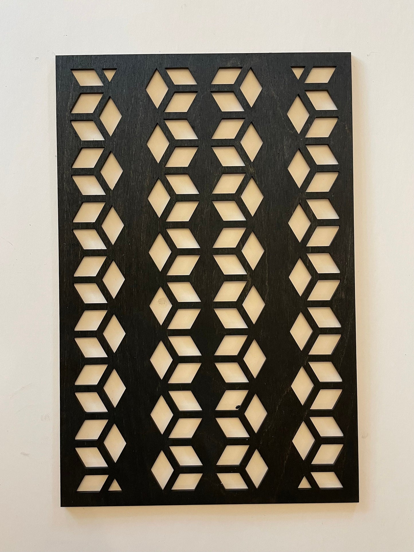 Geometric Cubes Optical Illusion Wood Wall Art | 3-Panel Set | Multiple Finishes