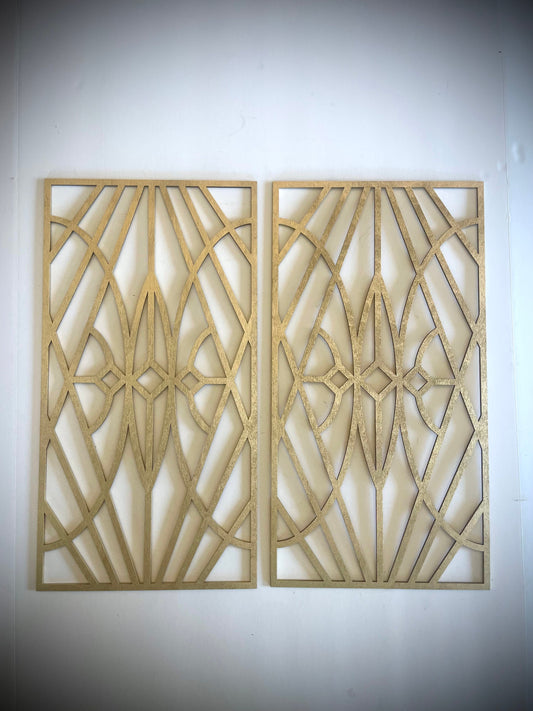 Boho Modern Art Deco Art Deco Geometry wood wall art, 2 panel in multiple sizes and finishes, set T