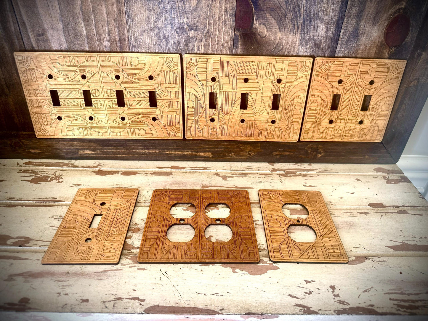 Art Deco Light Switch & Outlet Covers - 12 Finishes - Set A