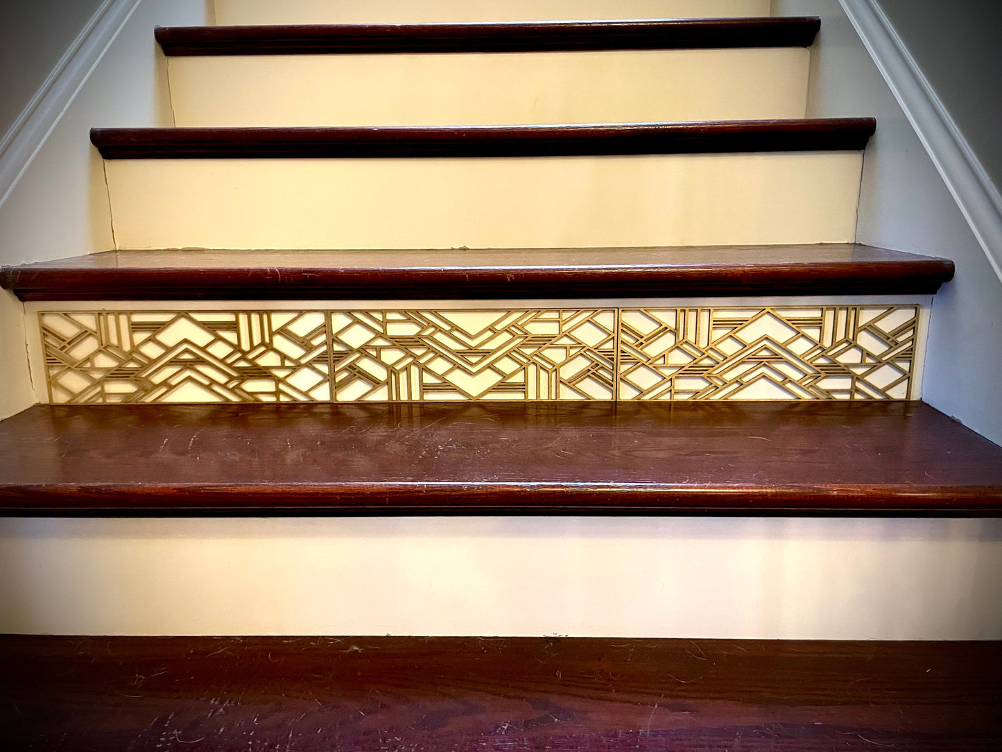 Art Deco art deco Staircase accents / embellishments (set of 3) available in multiple finishes-Art Deco style B
