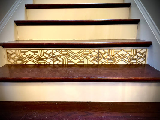 Art Deco art deco Staircase accents / embellishments (set of 3) available in multiple finishes-Art Deco style B