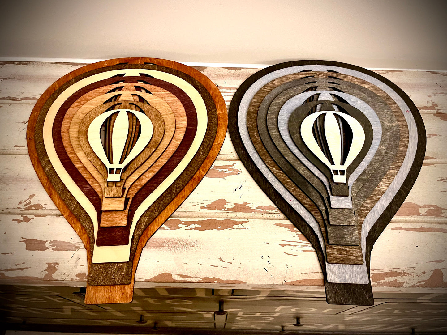 Stacked Hot Air Balloon 3D Wood Table & Wall Art | Multi-Color