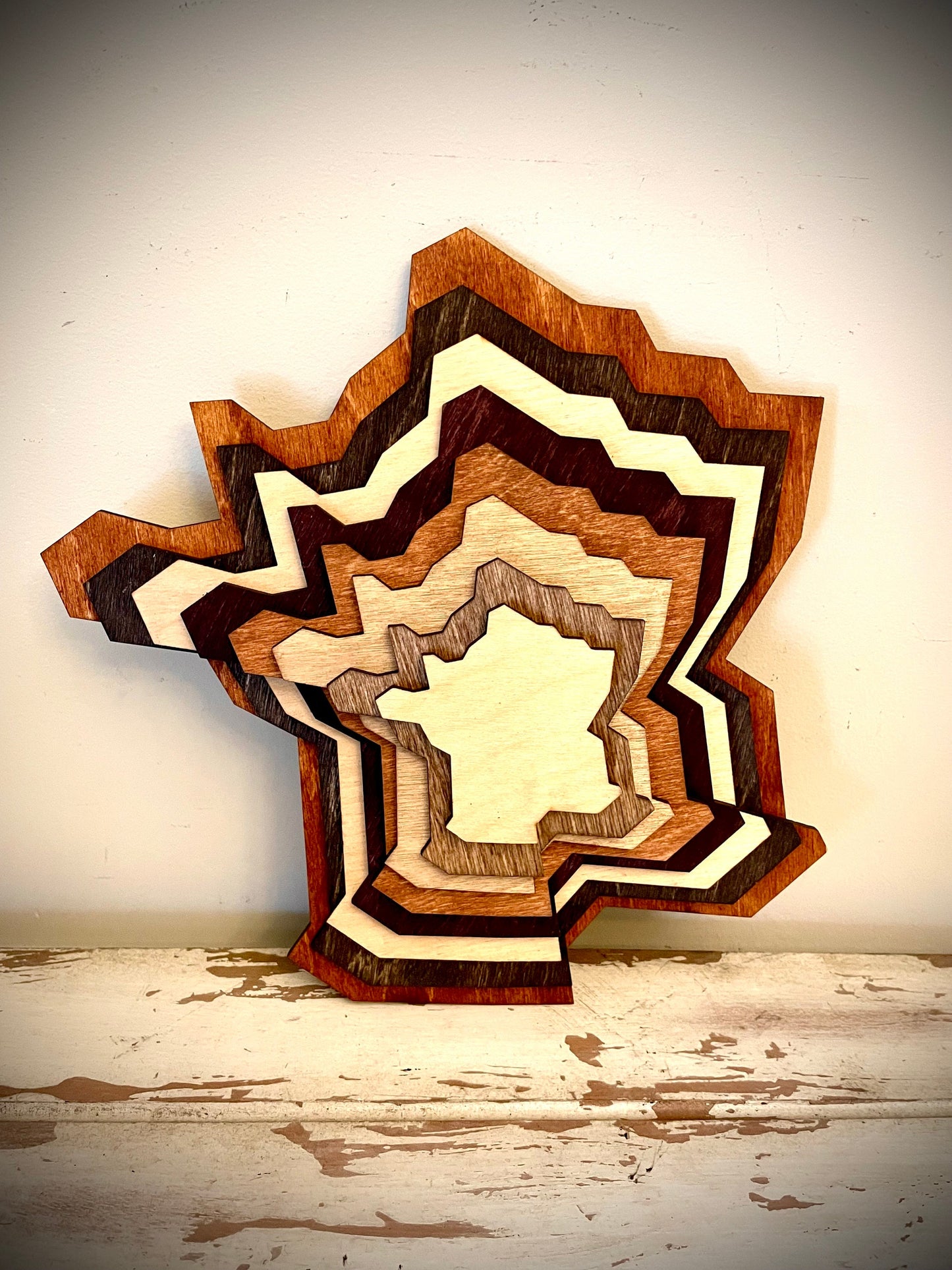 France Stacked 3D Wood Table & Wall Art | Multi-Color