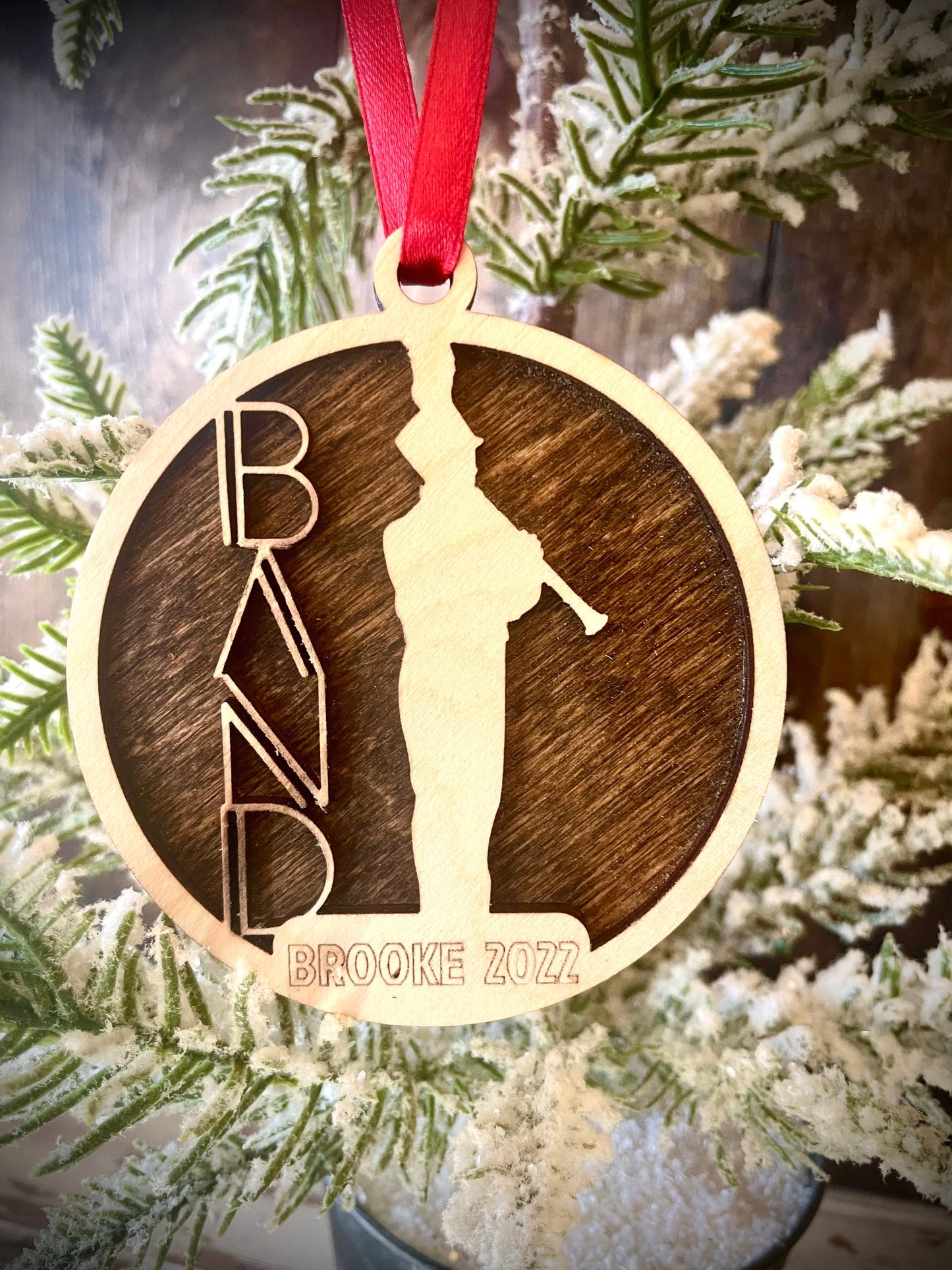 Marching Band Clarinet Player Personalized 2-Layer Wood Christmas Ornament & Gift Tag | Multiple Finishes | Music Gift (#14)