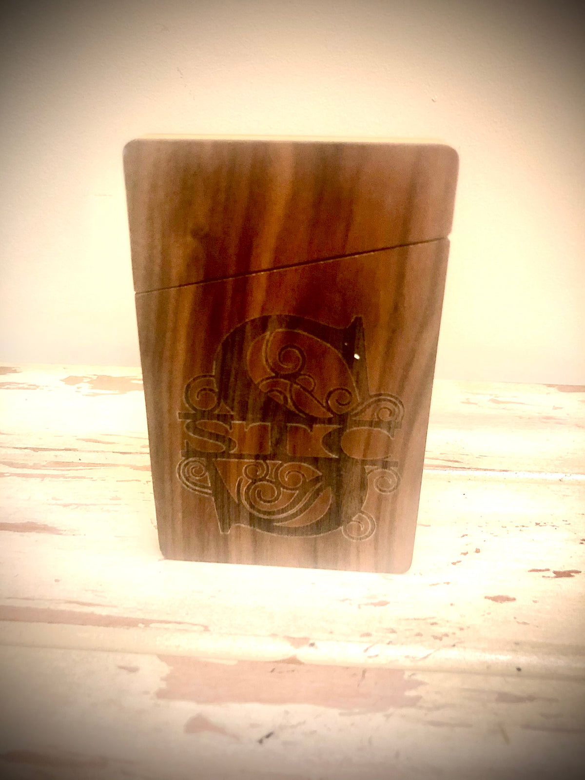 Custom Monogram or Logo Wood Business Card Case | Vertical Orientation