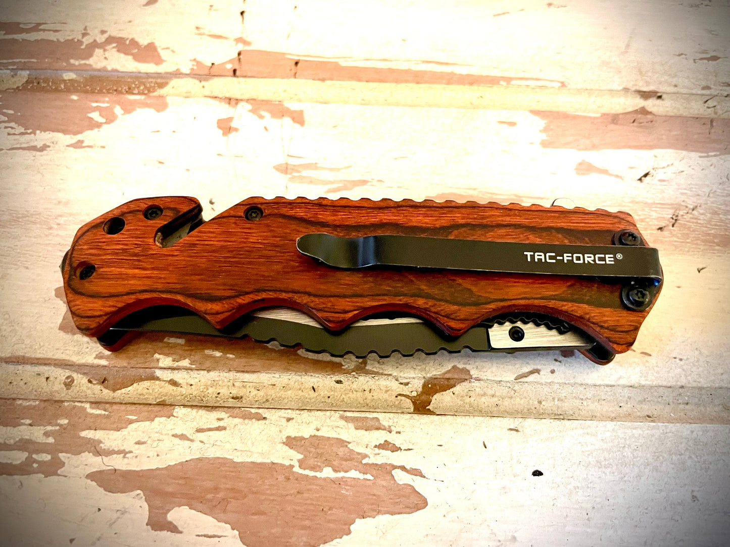 Custom Engraved Wood Tactical & Hunting Knife | Camping & Pocket Knife | Father's Day Gift