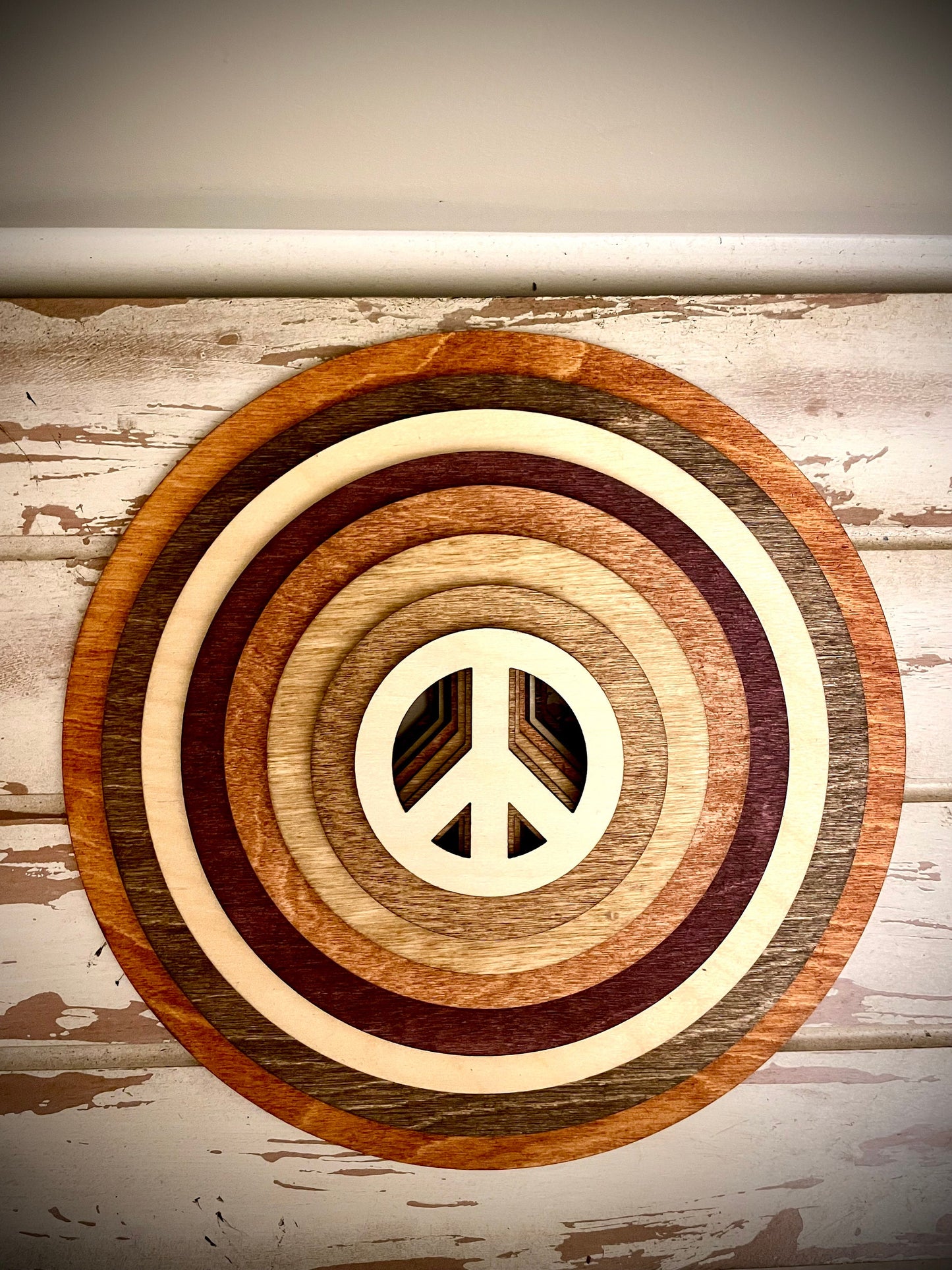 Stacked Peace Signs 3D Wood Table & Wall Art | Multi-Color