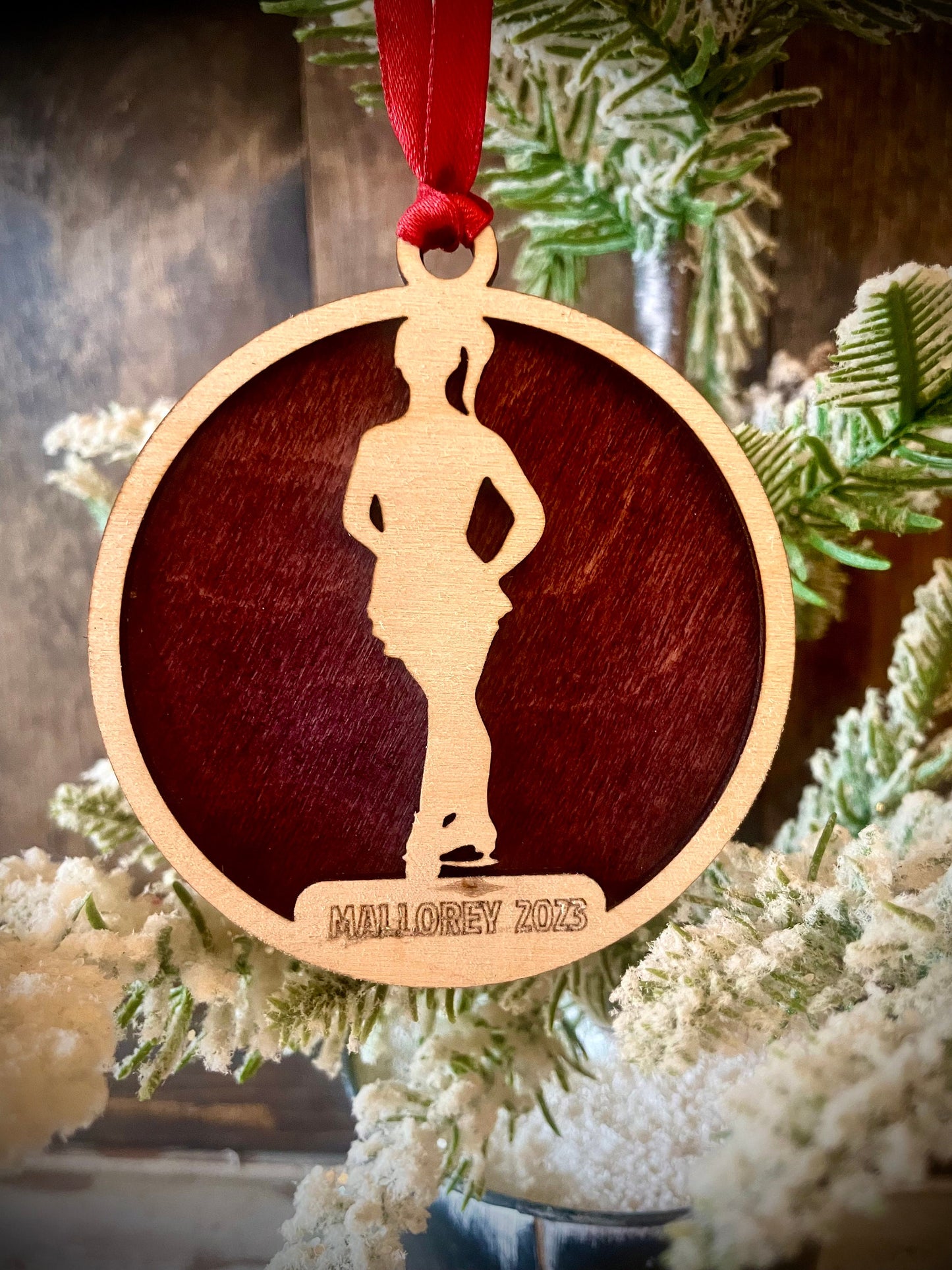 Figure Skater Personalized 2-Layer Wood Christmas Ornament & Gift Tag | Multiple Finishes | Figure Skating Gift (#5)