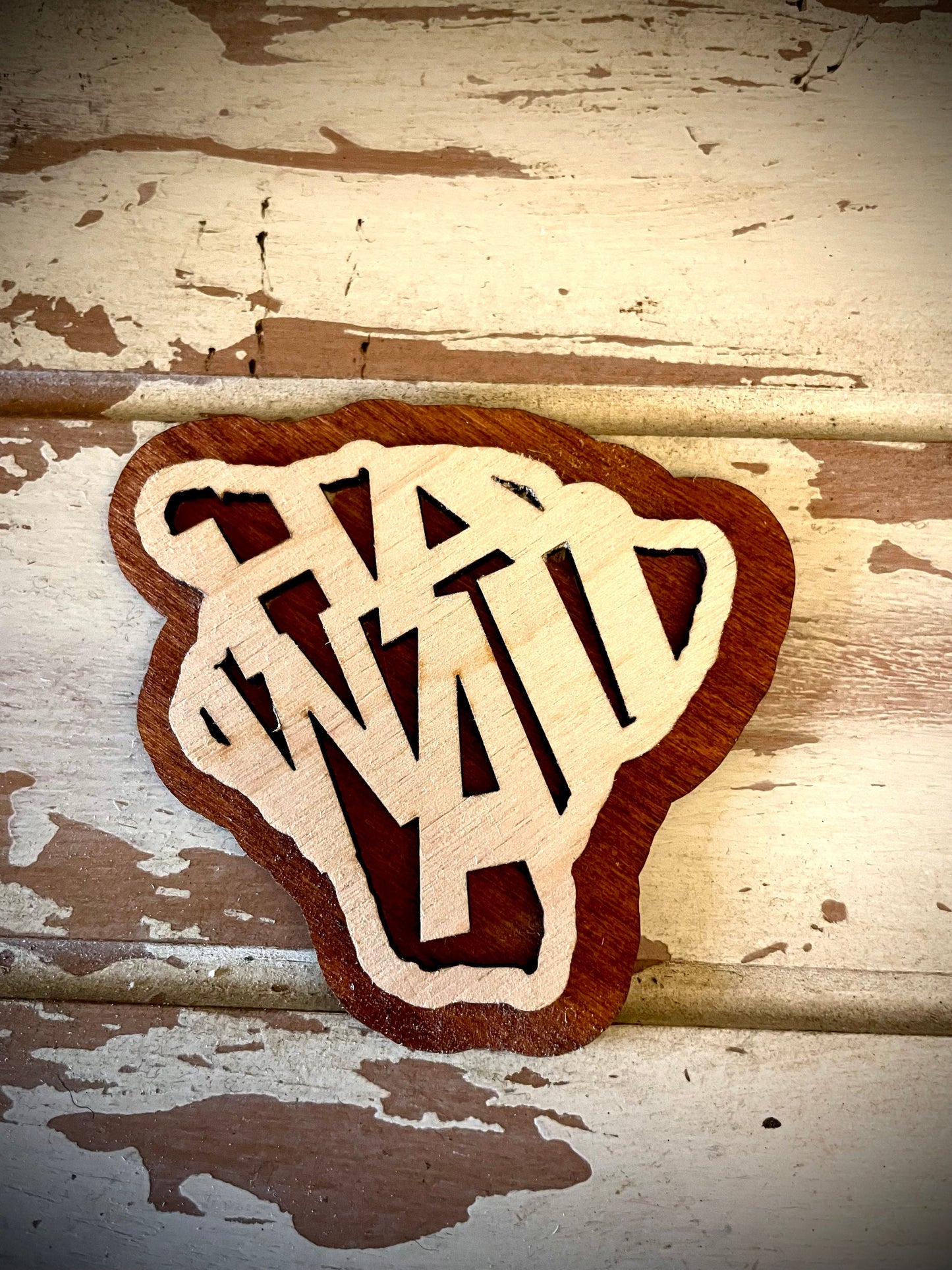 Hawaii Big Island Word Art 2-Layer Wood Refrigerator Magnet | 12 Finishes | State Pride Gift