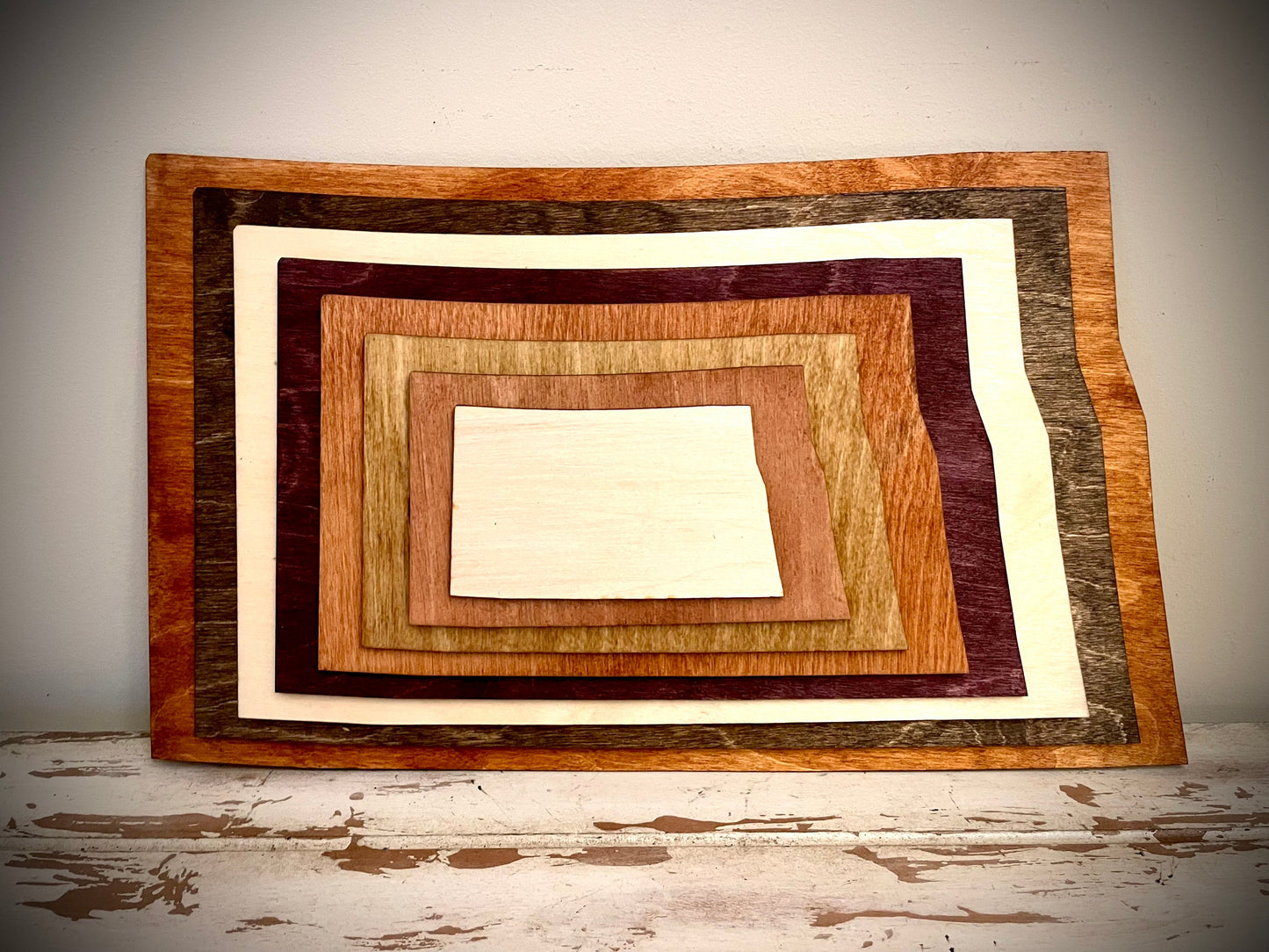 North Dakota Stacked State 3D Wood Table & Wall Art | Multi-Color