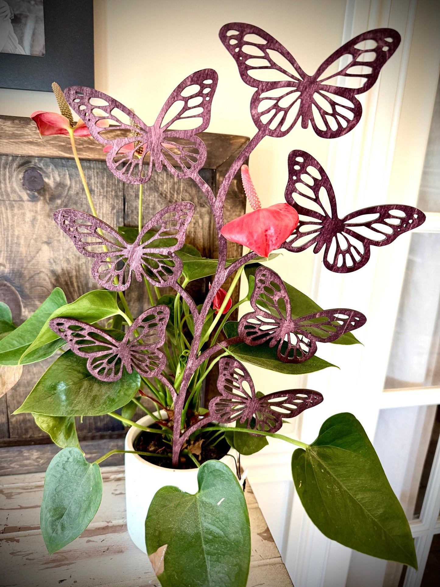GIANT 18" x 10.5" Butterfly Boho Indoor Plant Trellis | Multiple Finishes