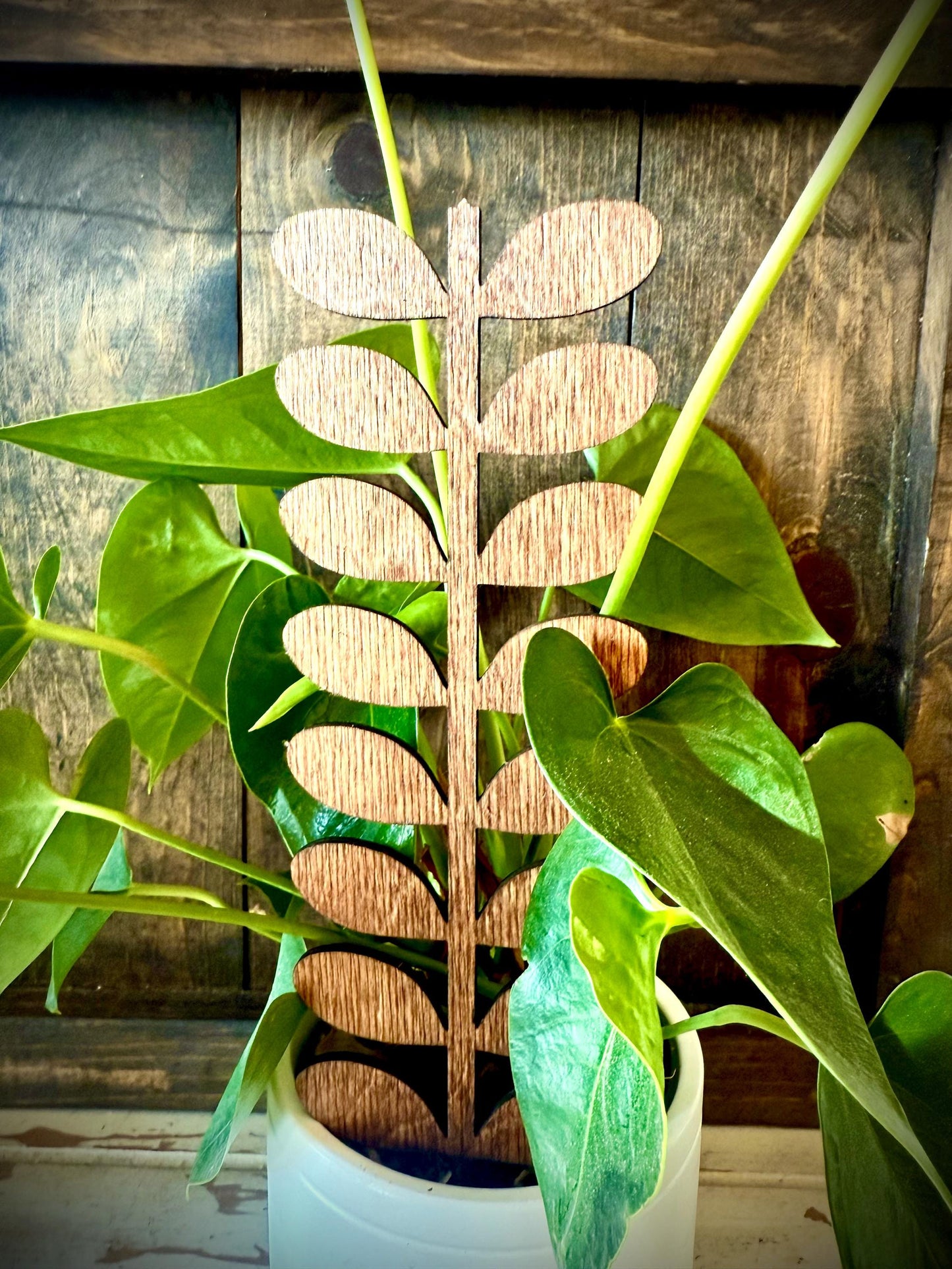 Mid Century Modern Leafy Vine Boho Indoor Plant Trellis | Multiple Sizes & Finishes