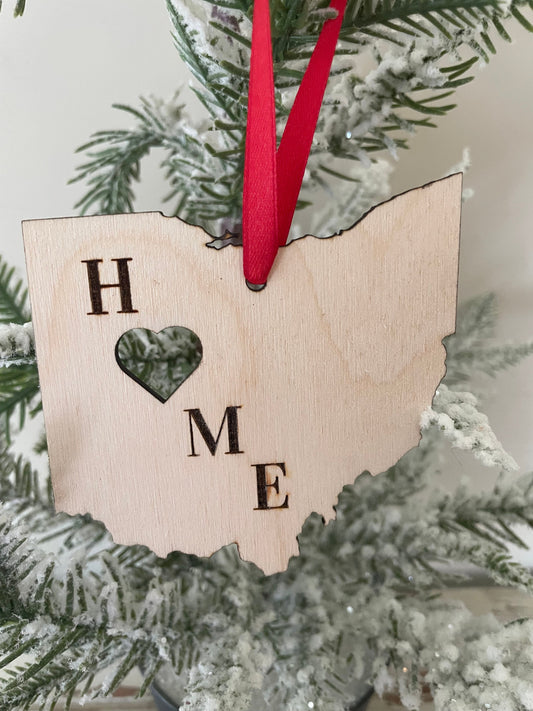 Ohio HOME Wood Ornament & Gift Tag | 12 Finishes | State Pride Gift
