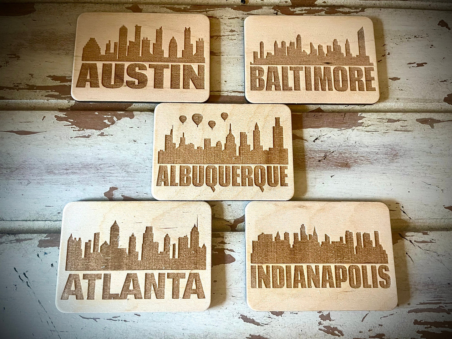 London Skyline Wood Magnet | City Souvenir | 3.5" x 2.5"