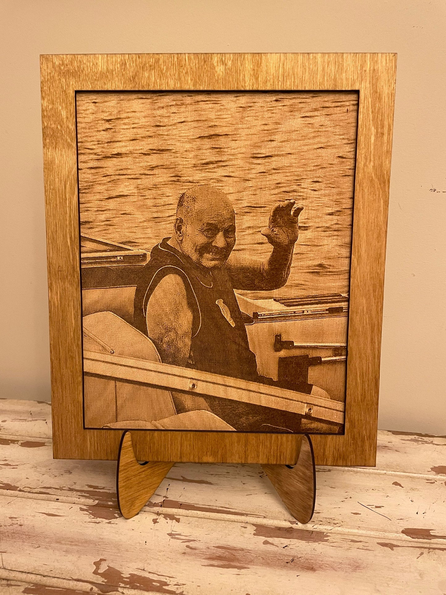 Custom Photo Engraved on Wood | Framed with Easel | 5x7 or 8x10