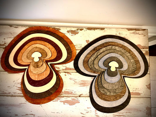 Stacked Mushroom 3D Wood Table & Wall Art | Multi-Color