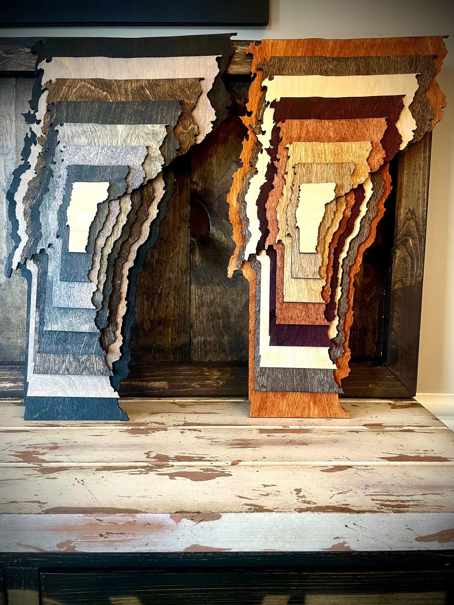 Vermont Stacked State 3D Wood Table & Wall Art | Multi-Color