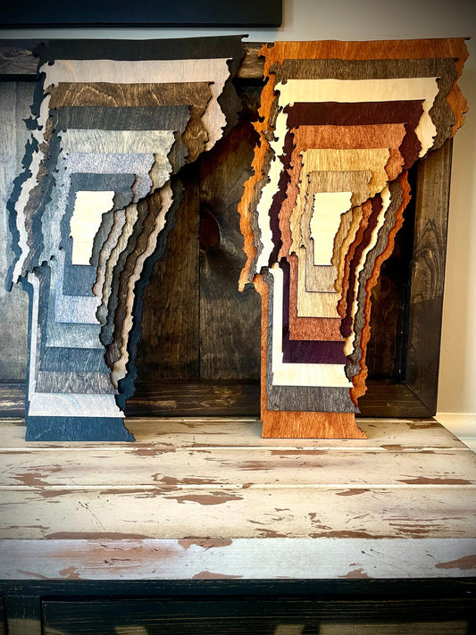 Vermont Stacked State 3D Wood Table & Wall Art | Multi-Color