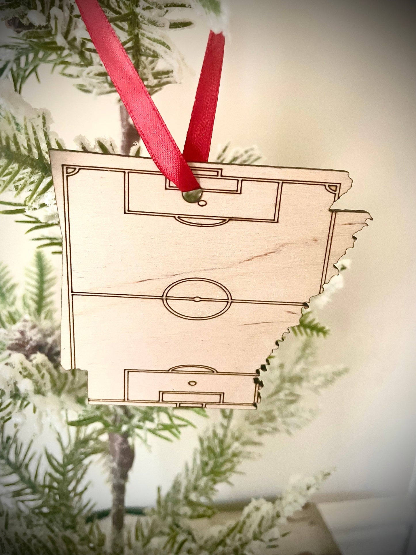 Soccer State Shape Wood Ornament & Gift Tag | Soccer Field Overlay | Soccer Gift | Coach Gift