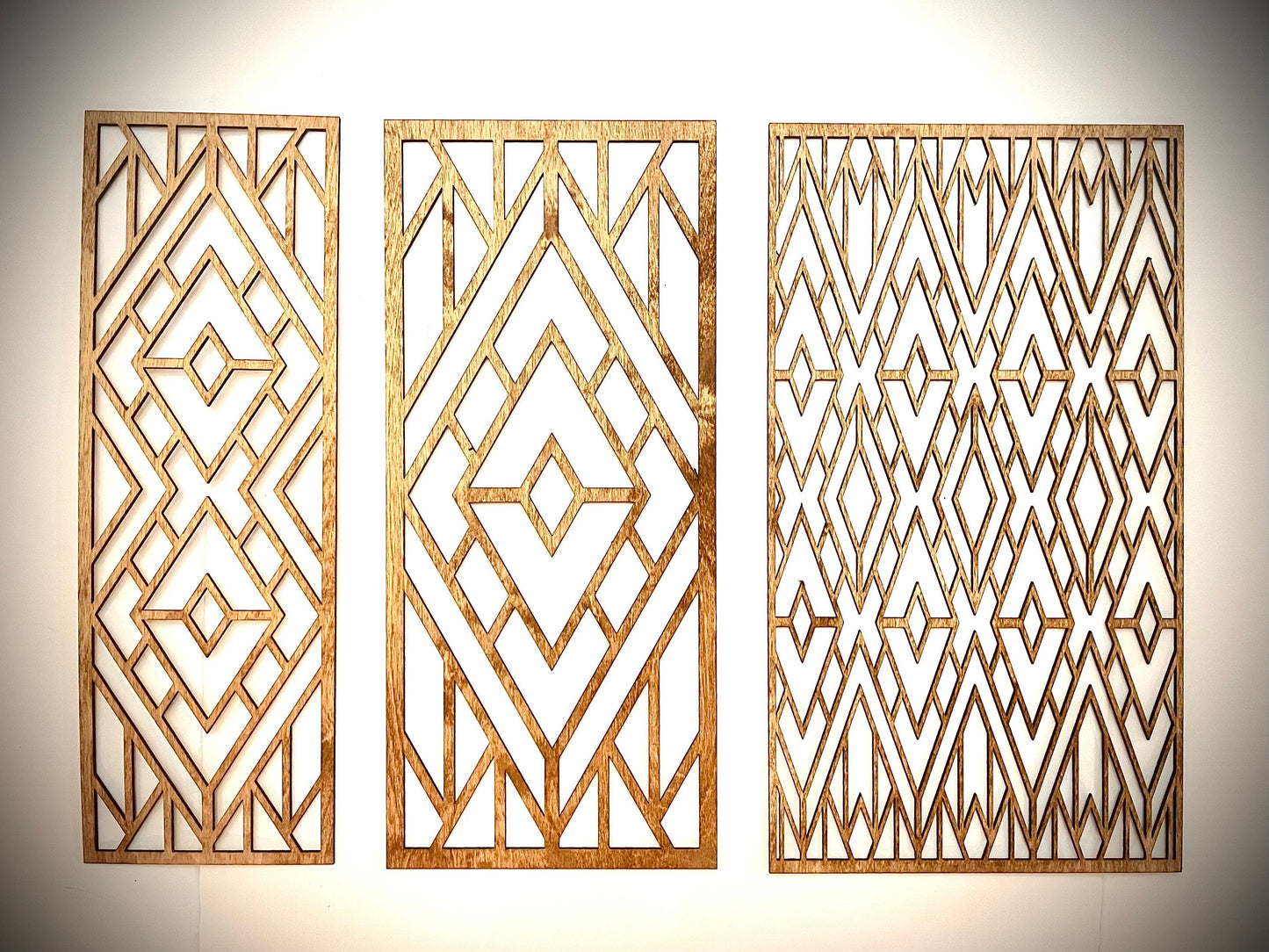 Boho Criss Cross Mandala Wood Wall Art | 3-Panel Set | Multiple Finishes
