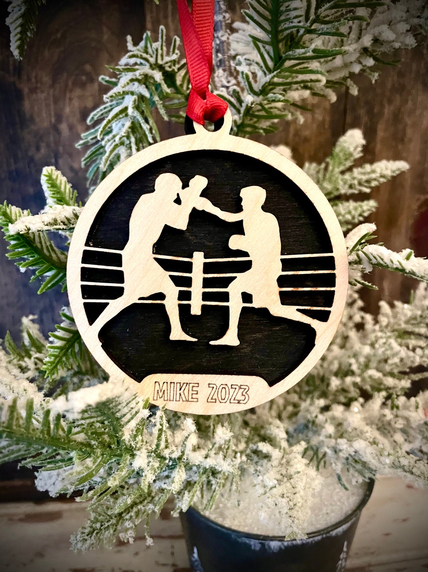 Boxer Personalized 2-Layer Wood Christmas Ornament & Gift Tag | Multiple Finishes | Boxing Gift