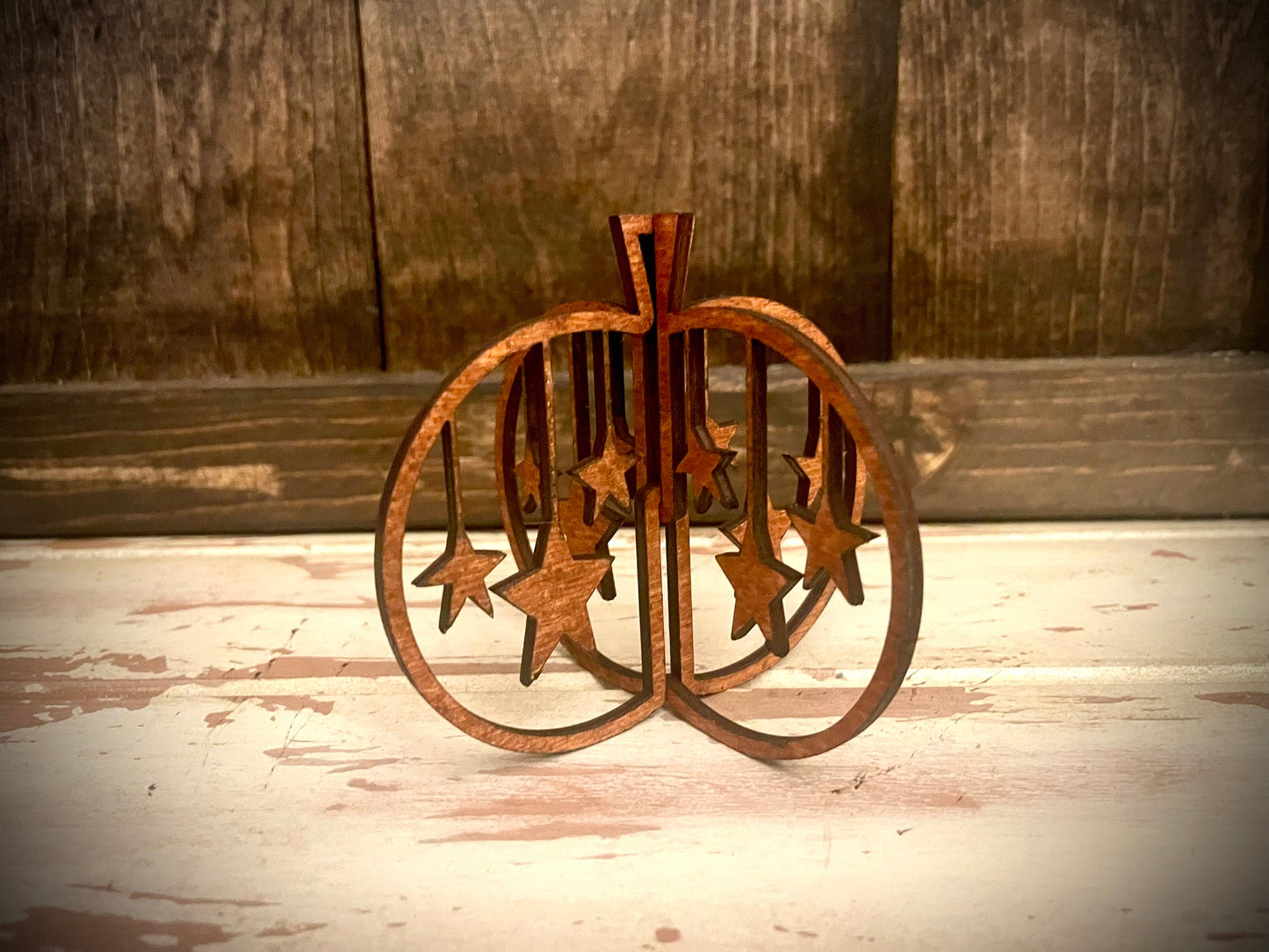 Halloween Jack-O'-Lantern Wood Tabletop Decor | 5 Designs, 12 Finishes | 3D Effect