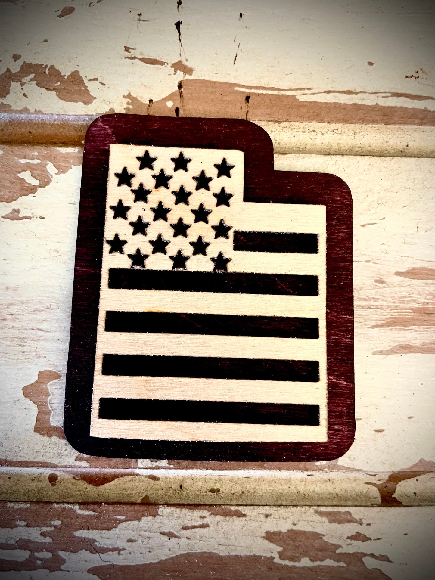 Utah US Flag 2-Layer Wood Refrigerator Magnet | 12 Finishes | Patriotic Gift