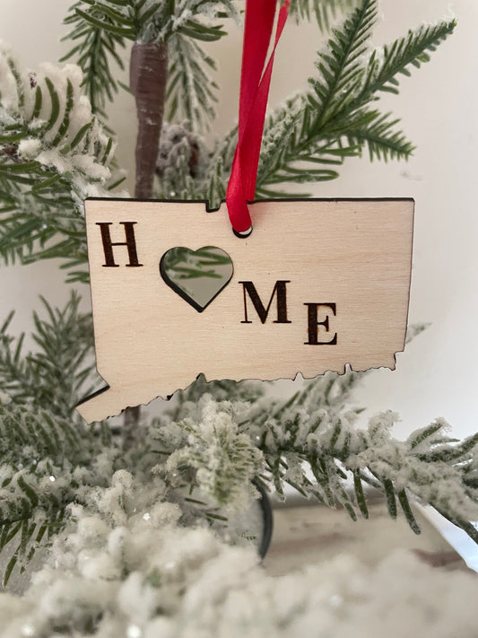 Connecticut HOME Wood Ornament & Gift Tag | 12 Finishes | State Pride Gift