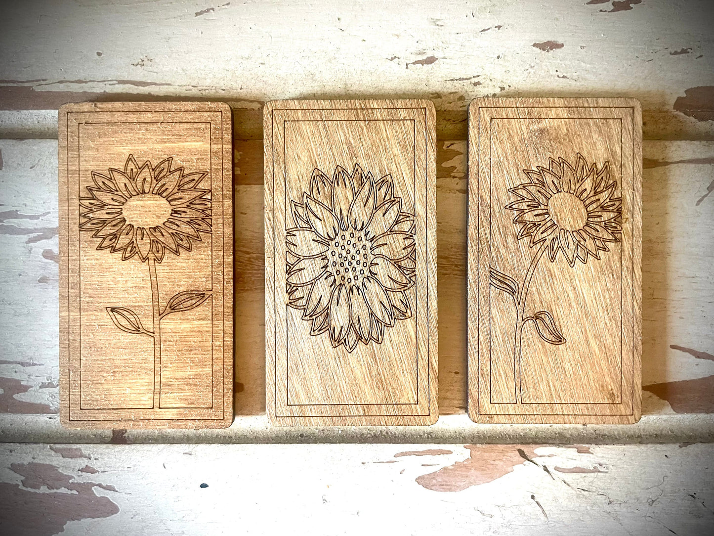 Sunflower Mandala Wood Magnet Set | 3-Panel Set | 12 Finishes