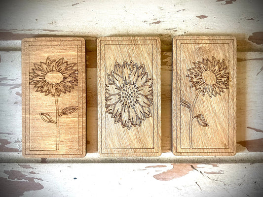 Sunflower Mandala Wood Magnet Set | 3-Panel Set | 12 Finishes