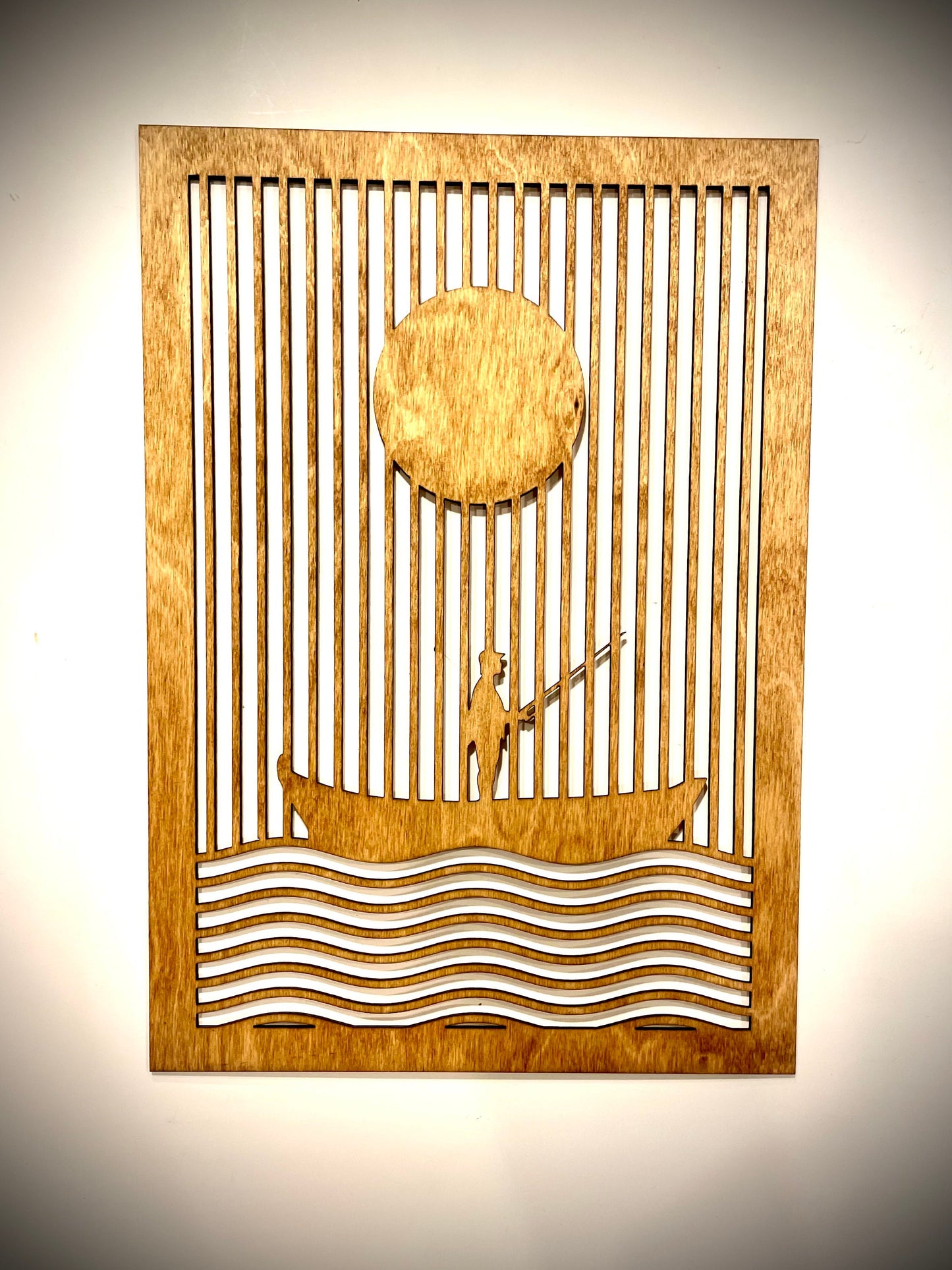 Boho Modern Lake Life Landscape Wood Wall Art | Man in Boat | 2-Panel Set | Multiple Sizes & Finishes