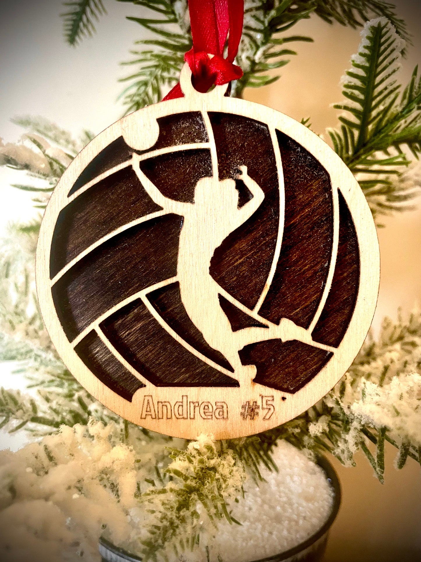 Volleyball Player Personalized 2-Layer Wood Christmas Ornament & Gift Tag | Multiple Finishes | Volleyball Gift (#4)