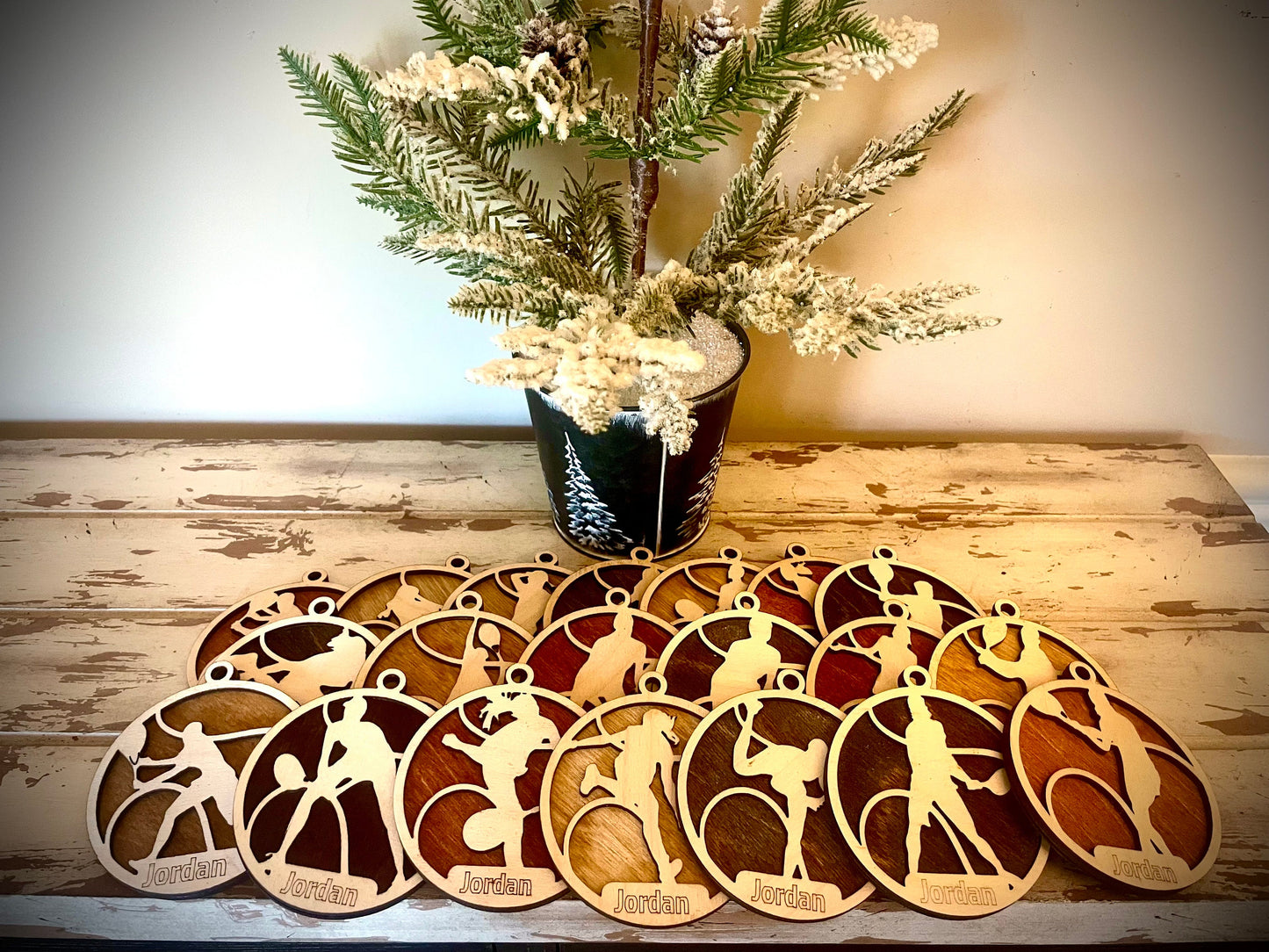 Tennis Player Personalized 2-Layer Wood Christmas Ornament & Gift Tag | Multiple Finishes | Tennis Gift (#5)