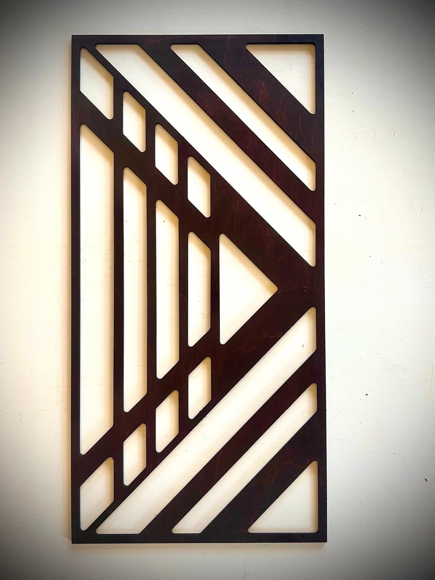 Boho Modern Art Deco Geometry wood wall art, 3 panel set in multiple sizes and finishes, Style M