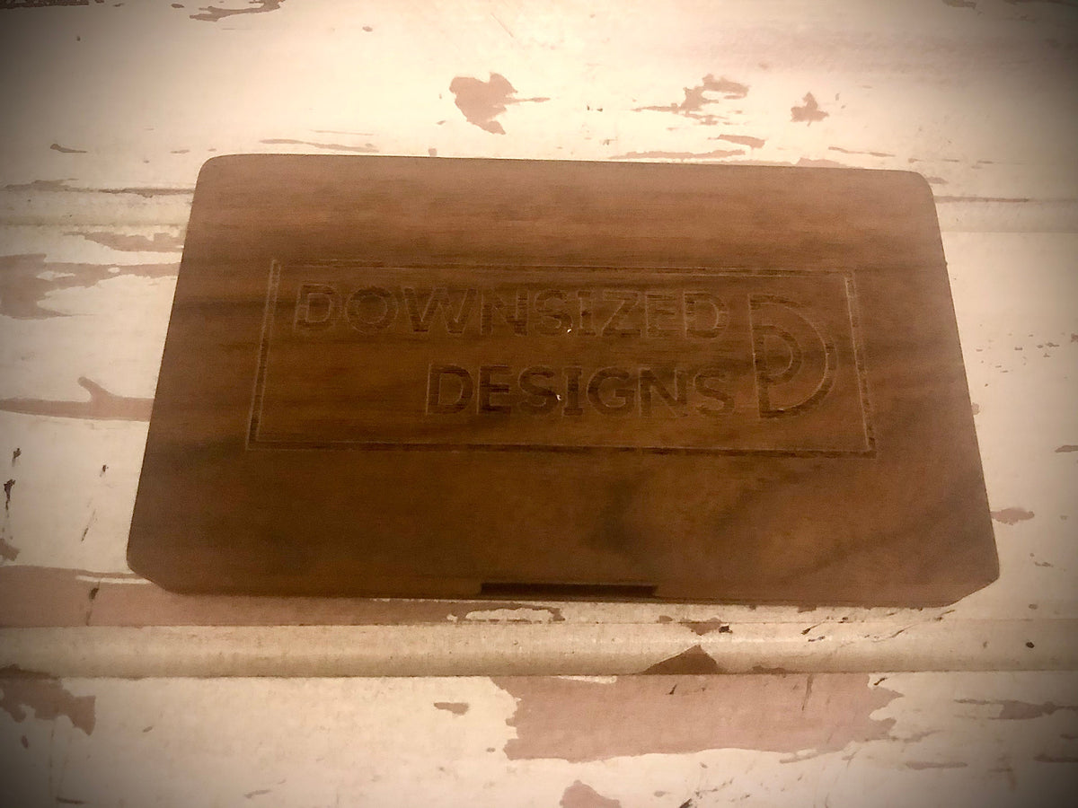 Custom Monogram or Logo Wood Business Card Case | 2-Piece Base & Lid