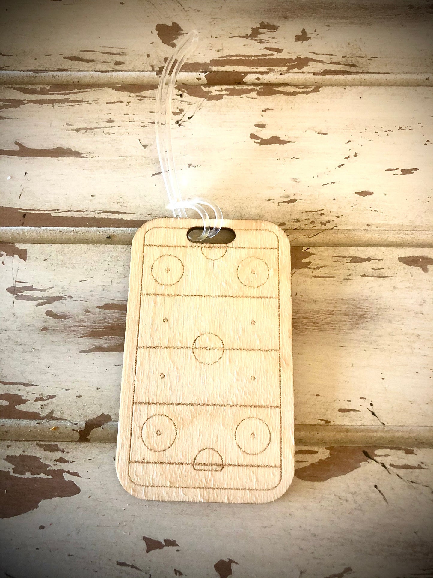 Hockey Rink Wood Bag Tag | Personalized Luggage Tag | Custom Hockey Gift