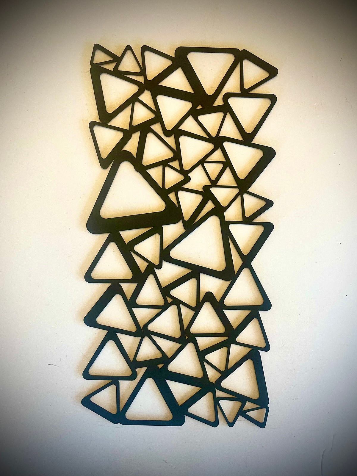 Boho Modern Geometric Shapes Triangles, Squares & Circles wood wall art 3-panel set — product view