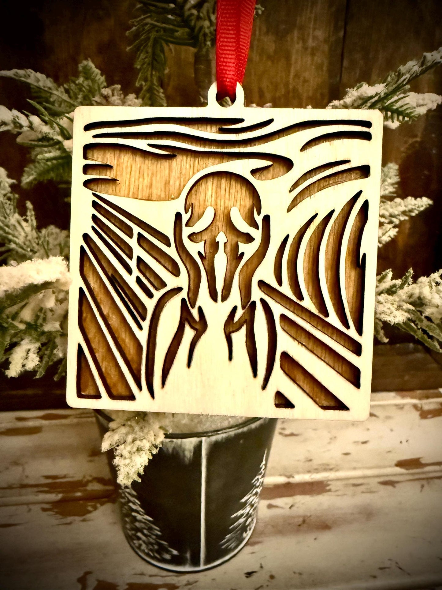 The Scream by Edvard Munch 2-Layer Wood Christmas Ornament & Gift Tag | Multiple Finishes | Art Lover Gift