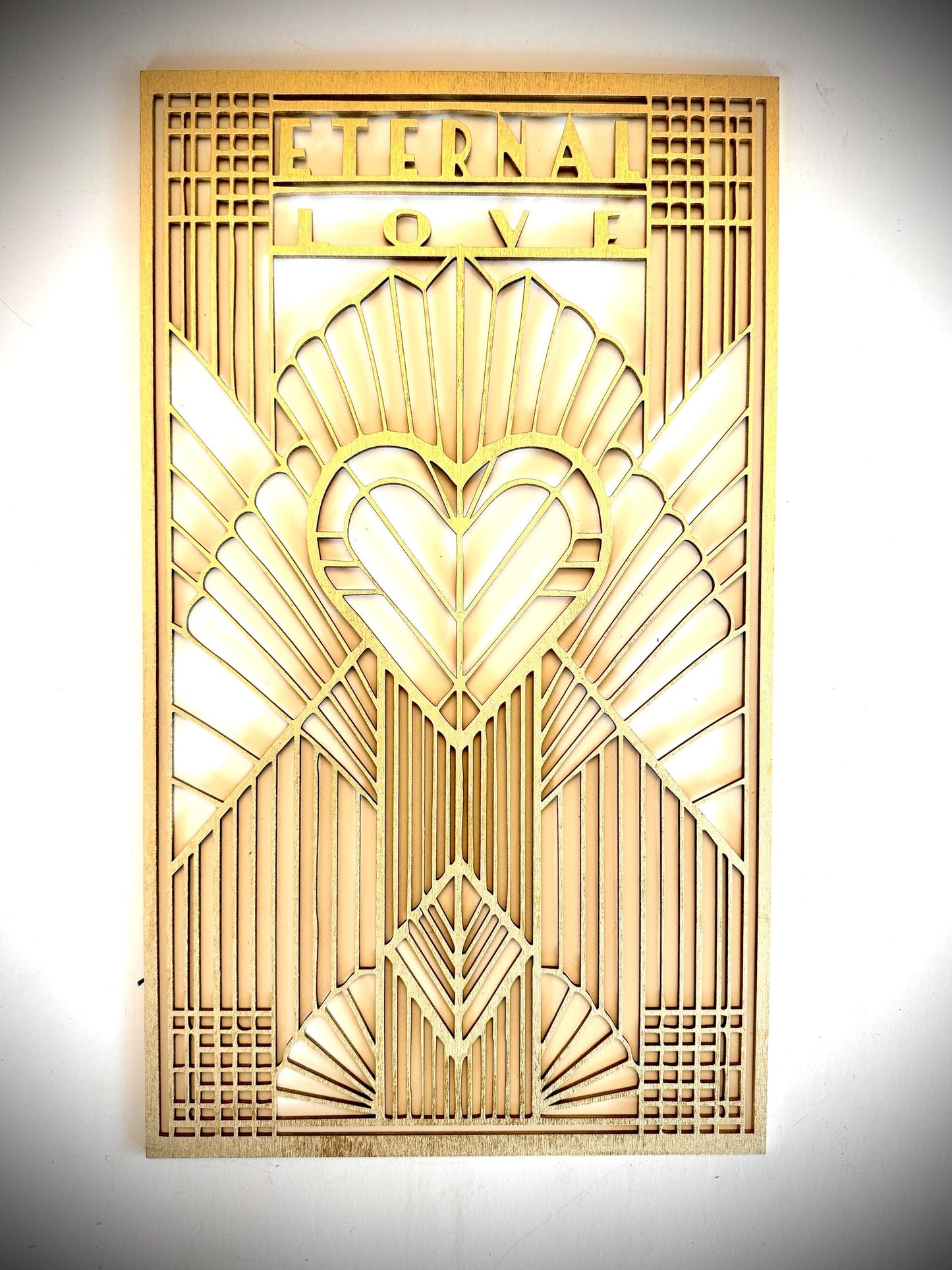 Boho Modern Art Deco LOVE THEMED wood wall art, 3 panel set available in multiple sizes and finishes