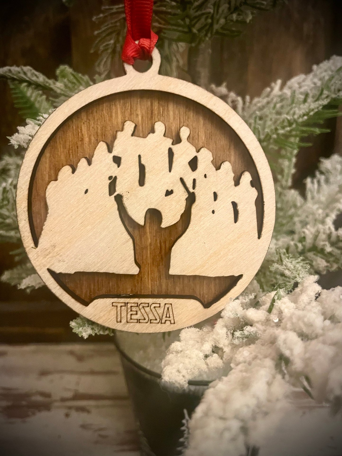 Choir Director Personalized 2-Layer Wood Christmas Ornament & Gift Tag | Multiple Finishes | Music Gift