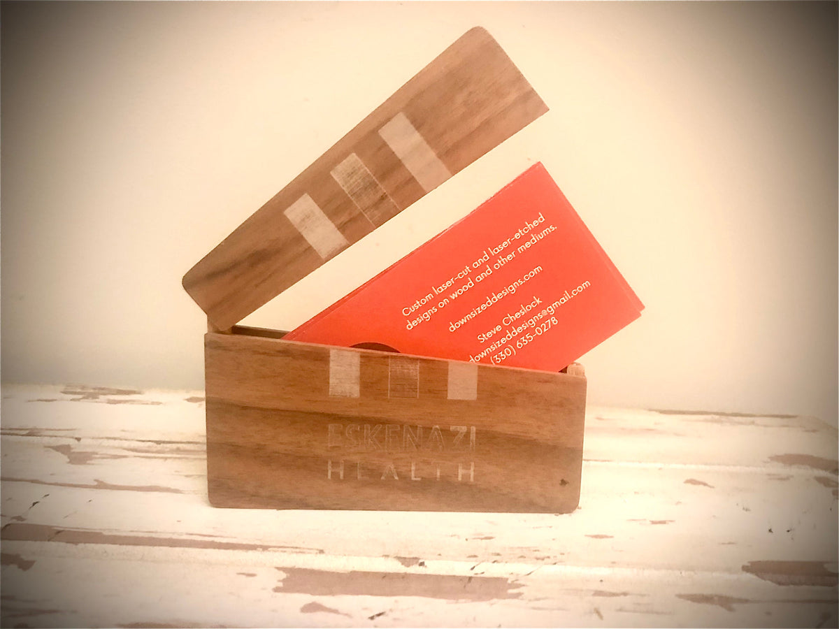 Custom Monogram or Logo Wood Business Card Case | Horizontal Orientation