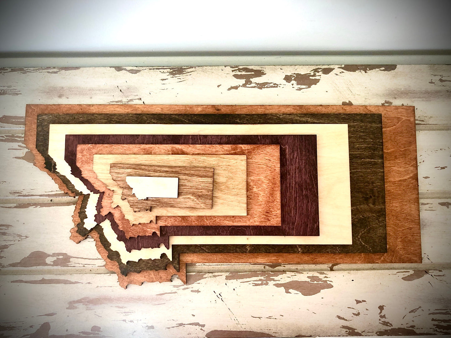 Montana Stacked State 3D Wood Table & Wall Art | Multi-Color