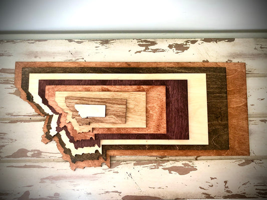 Montana Stacked State 3D Wood Table & Wall Art | Multi-Color