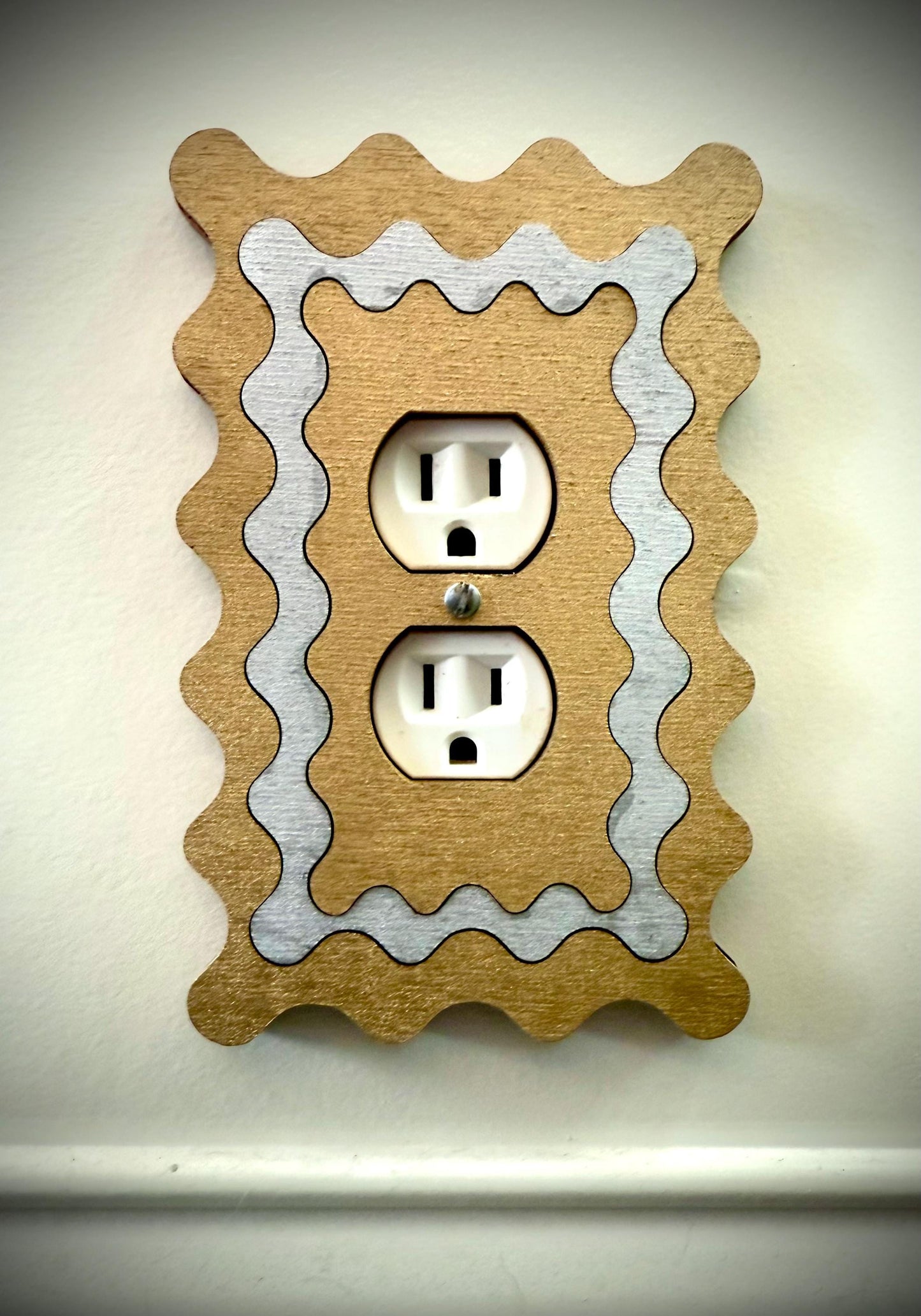 Triple Ripple Edge Wood Inlay Light Switch & Outlet Cover | Multiple Configurations