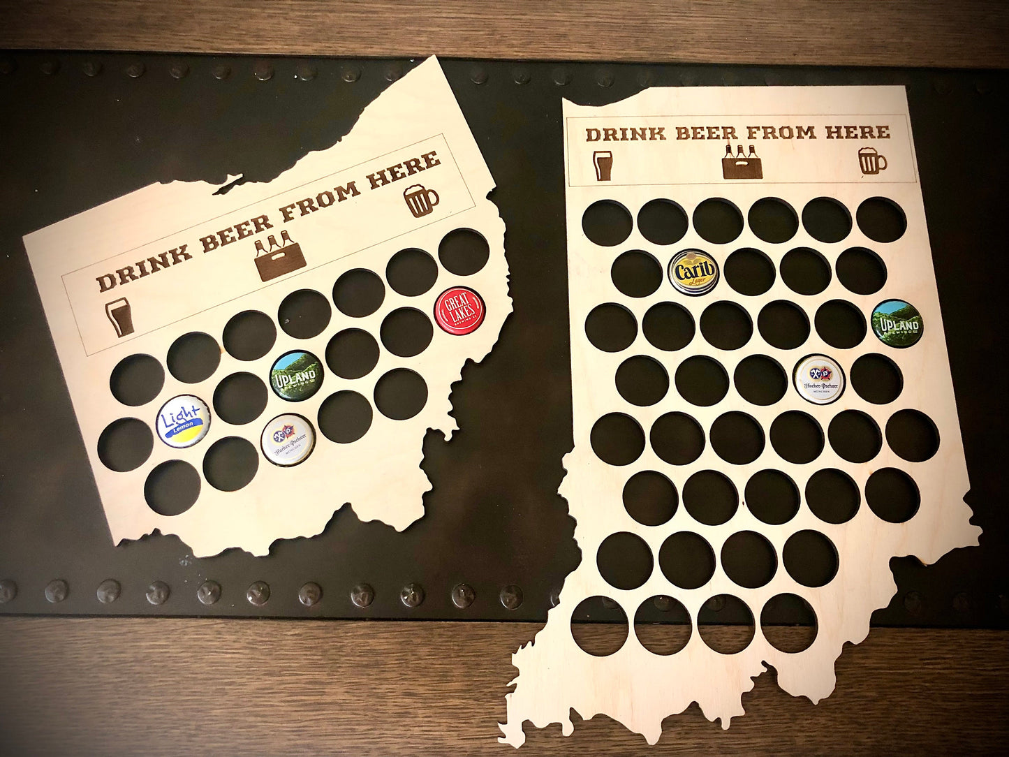 All 50 States "Drink Beer From Here" Wood Bottle Cap Holder | Bar Decor Gift