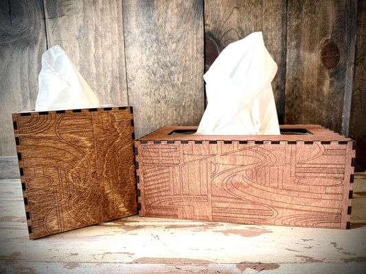 Art Deco tissue box cover available in square, oblong, or Costco oblong configurations available in 12 finishes set A