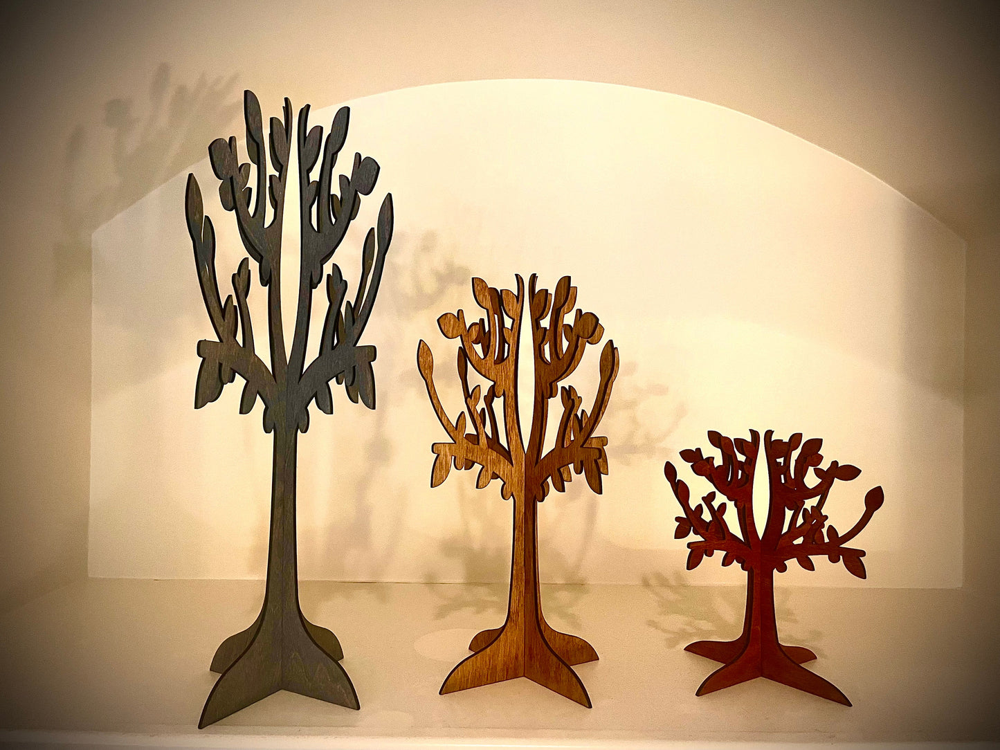 3D Wooden Tree Tabletop Decor, Leafy Design, Multiple Sizes