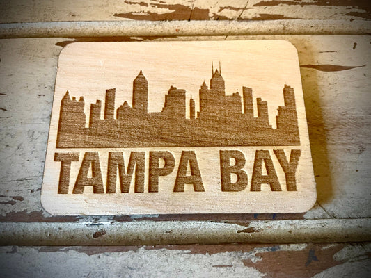 Tampa Bay Skyline Wood Magnet | City Souvenir | 3.5" x 2.5"