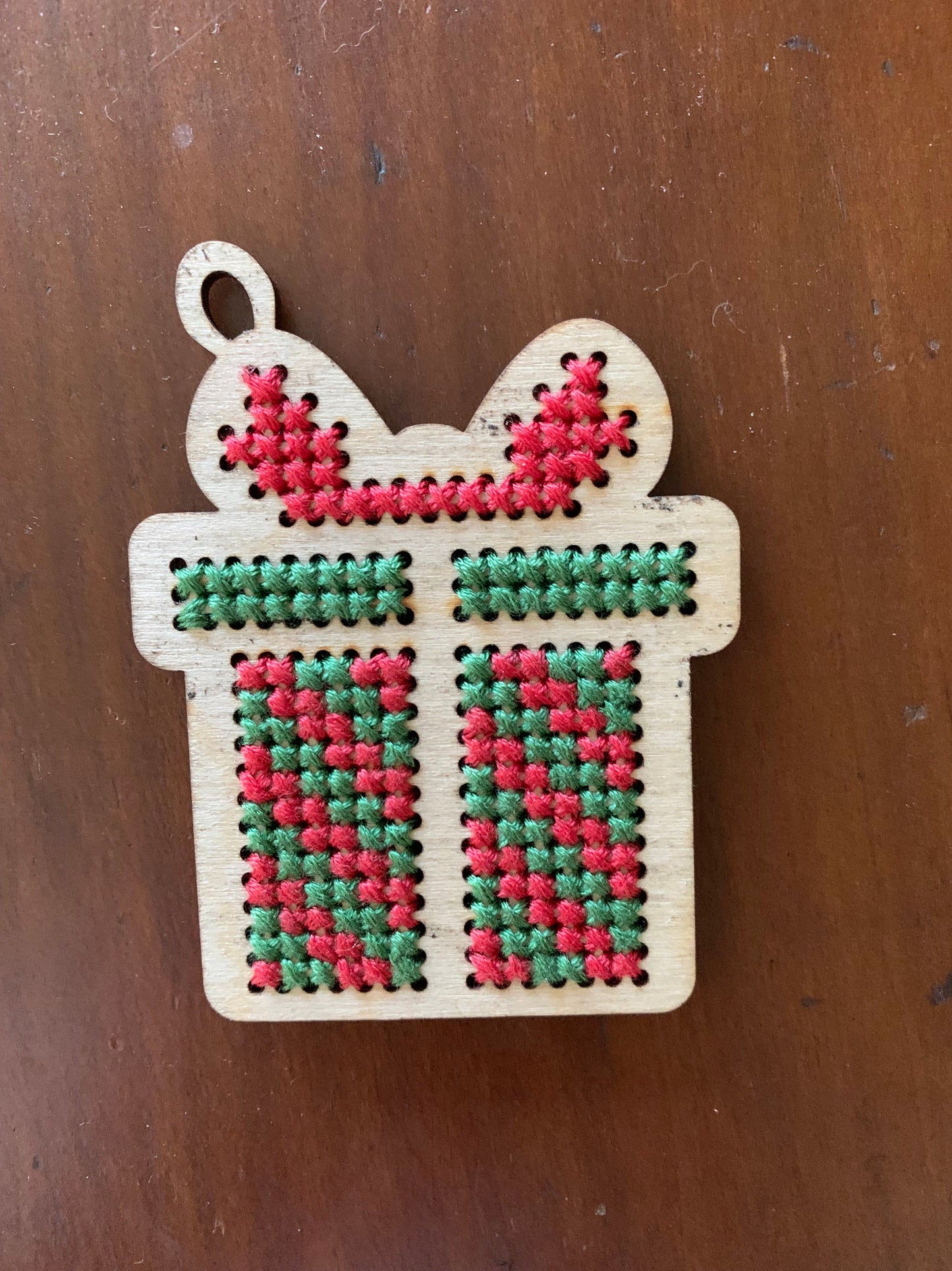 Cross Stitch Wrapped Gift Box Christmas Ornament Wood Blanks | Assorted Quantities
