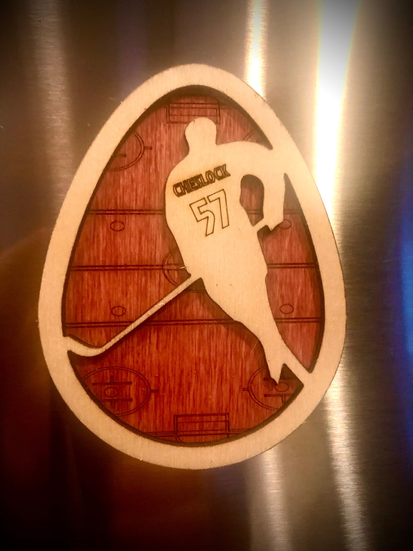 Personalized Hockey Player Easter Egg Magnet | Engraved Name & Number | Easter Gift